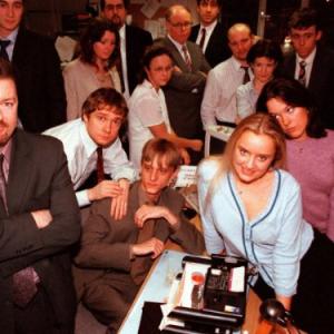 Mackenzie Crook Lucy Davis Martin Freeman and Ricky Gervais in The Office 2001