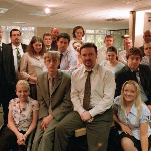 Still of Mackenzie Crook Lucy Davis Martin Freeman Ricky Gervais Ralph Ineson and Ewen MacIntosh in The Office 2001