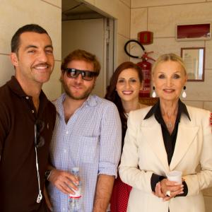 Francesco Ripa, Tommaso Sacco, Mara Sciuto and Barbara Bouchet on the set of Double Swing