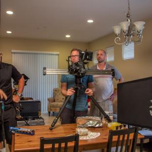Director Trevor F Ward behind the scenes of a commercial shoot with DP Ryan P Dean and 1st AC Franklin Whitlatch