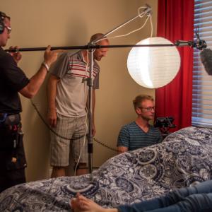 Director Trevor F. Ward behind the scenes with DP Ryan P. Dean and sound recordist Franklin Whitlatch on a commercial shoot.