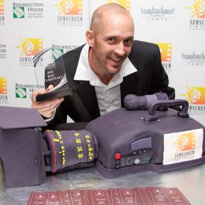 Custom cake presented to the winners at the Sunscreen Film Festival