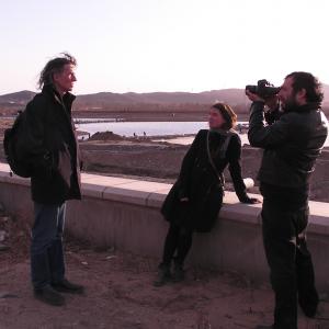 Shooting The Red House. Pictured with Francisco Rodriguez (camera) and Lee Stuart (cast). China, 2011.