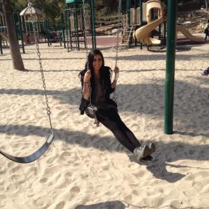 Vanessa Giselle having fun on a break from the set of 90210