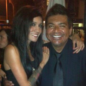 Vanessa Giselle and friend George Lopez at TV event in Los Angeles