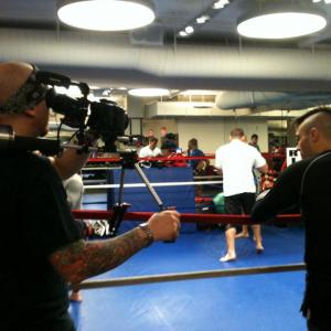 Director Ian McFarland shooting UFC Fighters Dan Hardy  Frank Mir for his film The Outlaw