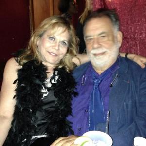 From left to right Julie Chapin as Ms Plenty with Director Producer and Screenwriter Francis Ford Coppola at The Broadway Comedy Club NYC