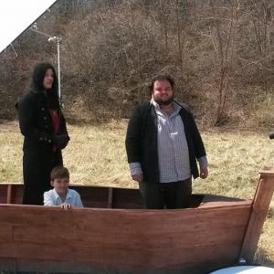 2014Wayne W Johnson playing the role of Buddy AKA The Ferryman with fellow actors Michael Hill and Ari Zachary Barkan during filming on the Short Film The Ferryman