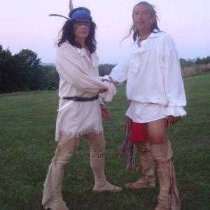 2012WWJ left as Hon Yerry Doxtader with Gary Sundown right in the outdoor drama Drums Along The Mohawk