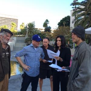 on location in Grand Park shooting NCIS LA episode 606 The Grey Man