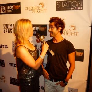 David Scharschmidt being interviewed by WTV on the red carpet of The Critic's wrap party at Station in Hollywood.