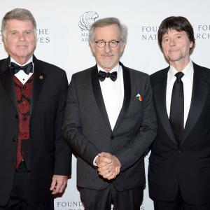 Archivist of the United States The Honorable David S Ferriero filmmaker and honoree Steven Spielberg and Foundation for the National Archives Board Vice President and Gala Chair Ken Burns attend the Foundation for the National Archives 2013 Records of Achievement award ceremony and gala in honor of Steven Spielberg on November 19 2013 in Washington DC