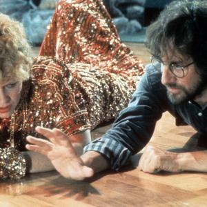 Still of Steven Spielberg and Kate Capshaw in Indiana Dzounsas ir lemties sventykla 1984