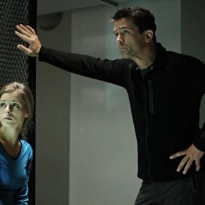Still of Billy Campbell and Jordan Hayes in Helix 2014