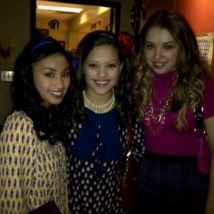 Emilija with Jasmine Chan and Sarah Jeffery on the set of Aliens in the House