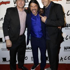 Johnny Pastorius, Robert Trujillo, and Paul Marchand attend the Premiere Of Passion Pictures' 'JACO' And Tribute Concert - Arrivals at The Theater at The Ace Hotel on November 22, 2015 in Los Angeles, California.
