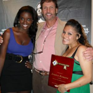 Brian D. Fox with stars in DOWN FOR LIFE, Whitney Gamble and Jessica Romero.