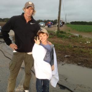 Tyler and Michael Bay working on set of the OreoTransformer commercial in Miami