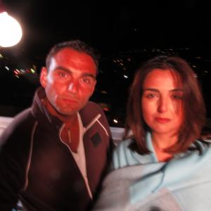 Musician/Actor APoet Nomad (Mohammad) and Writer/Director Nicole Kian Sadighi (Neda) on set of the explosive new movie 