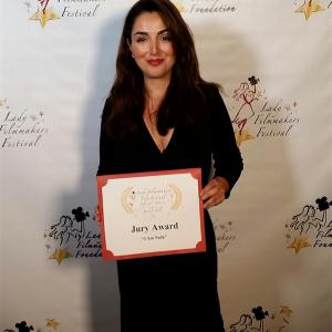 Award-winning Writer, Director And Actor Nicole Kian Sadighi on the red carpet at the Lady Filmmakers Film Festival where 'I Am Neda' was the official selection and winner of the Jury Award