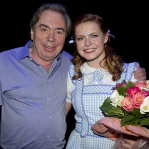 Sophie with Andrew Lloyd Webber at her opening night in The Wizard of Oz.