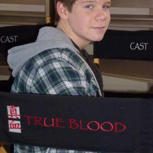 Brandon James on the set of True Blood