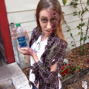 Even zombies need to hydrate! Makeup by Vanessa Rivas on set of Brandon Agans Solus