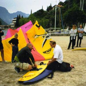 1999 Robby & Matteo Bof introducing KiteSurfing to the Garda Lake....Italy