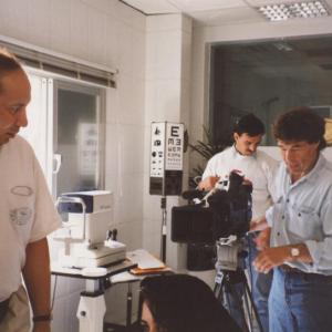 Farouq and DP Michael Miles on location for a commercial for Kuwait Flour Mills Company in 1995