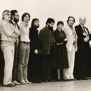 The international jury of The international jury of Germany's Oberhausen Film Festival had been introduced on stage on the opening night in April 1980 (with Farouq 4th from right)