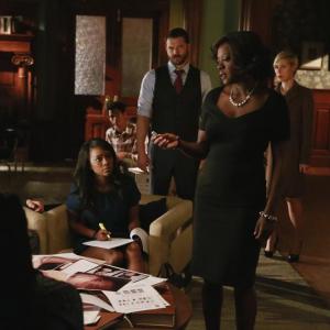 Still of Viola Davis Alfred Enoch Charlie Weber Liza Weil Aja Naomi King and Jack Falahee in How to Get Away with Murder 2014