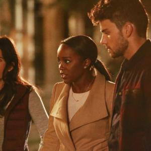 Still of Karla Souza Aja Naomi King and Jack Falahee in How to Get Away with Murder 2014