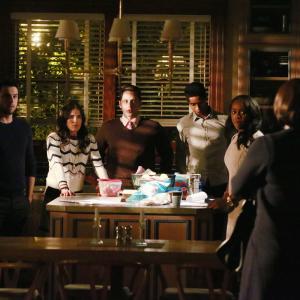 Still of Alfred Enoch Karla Souza Matt McGorry Aja Naomi King and Jack Falahee in How to Get Away with Murder 2014