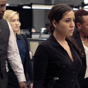 Still of Rob Brown Ashley Johnson and Audrey Esparza in Blindspot 2015