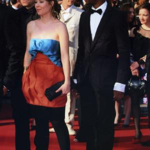 The two Talents Cannes actors 2010 Elodie HuberYoli Fuller and the director Christophe Lioud on the red Carpet at Cannes