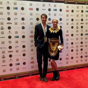 John and Linnea on the red carpet at the premier of their feature film Till We Meet Again at San Antonio Film Festival