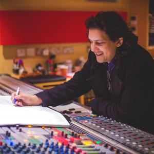 Jehan Stefan (orchestrator) at Abbey Road Studios (London) for the WHEN MUSIC SOUNDS recording sessions composed and orchestrated by Rebecca Dale. Orchestra conducted by Jeff Atmajian
