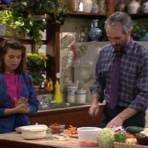 Still of Justine Bateman and Michael Gross in Family Ties (1982)