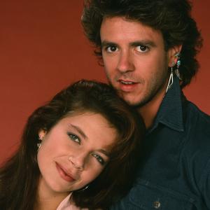 Still of Justine Bateman and Scott Valentine in Family Ties 1982