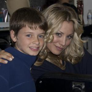 Coleton on the set of HOP with actress Kaley Cuoco