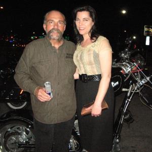 Marcia French wSam Childers the Shotgun Preacher at benefit in Los Angeles