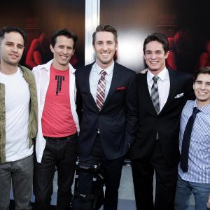 From Left Dean Schnider Travis Cluff Ryan Shoos Reese Mishler and Chris Lofing at The Gallows Hollywood Premiere