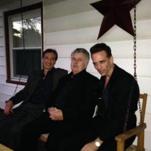 On the set of Act of Contrition Vin Morreale Jr Joe Estevez and Rick Canino