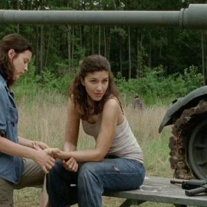 Juliana Harkavy and Audrey Marie Anderson in The Walking Dead Dead Weight