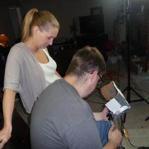 Reviewing footage with the director for my newest film Commitment  a romantic drama indie short