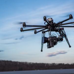 Heavy Lift UAV, MoVI M10 gyro stabilization, RED Dragon/Zeiss 35mm CP.2 lens , Red Rock follow focus.