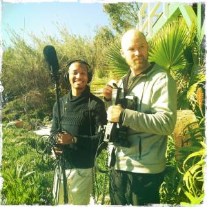 on set of the short documentary INTERNAL VISIONS OF ART with my sound guy. malibu, ca 2012