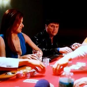 At the poker table with Debra Messing on Mysteries of Laura.