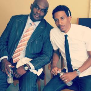 Andre Shanks pictured with actor Thomas Mikal Ford on the set of Blues For Life