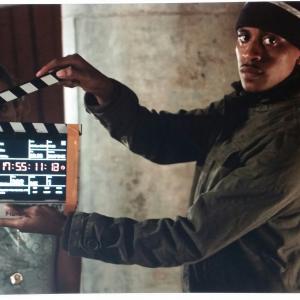 Andre Shanks working on the set of Exit 14